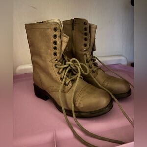 Taupe combat boots
